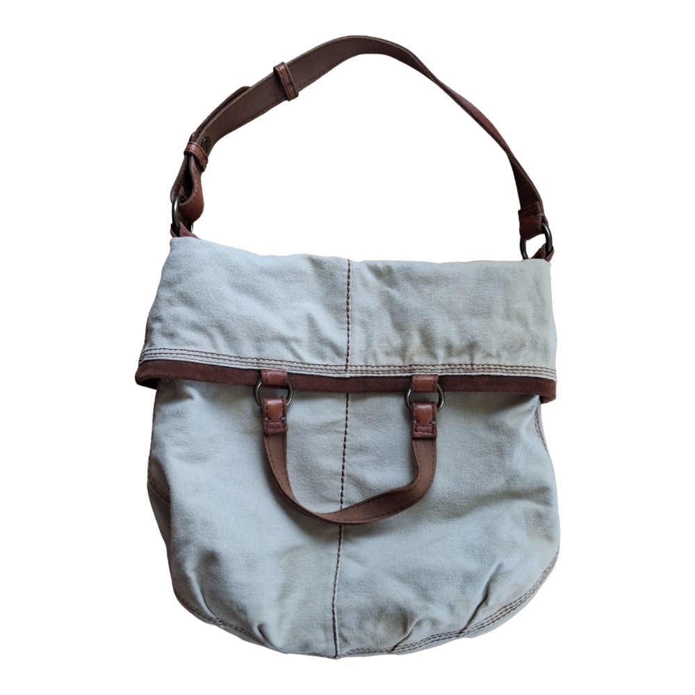 Lucky Brand Cream and Brown Shoulder Bag with Adjustable Straps